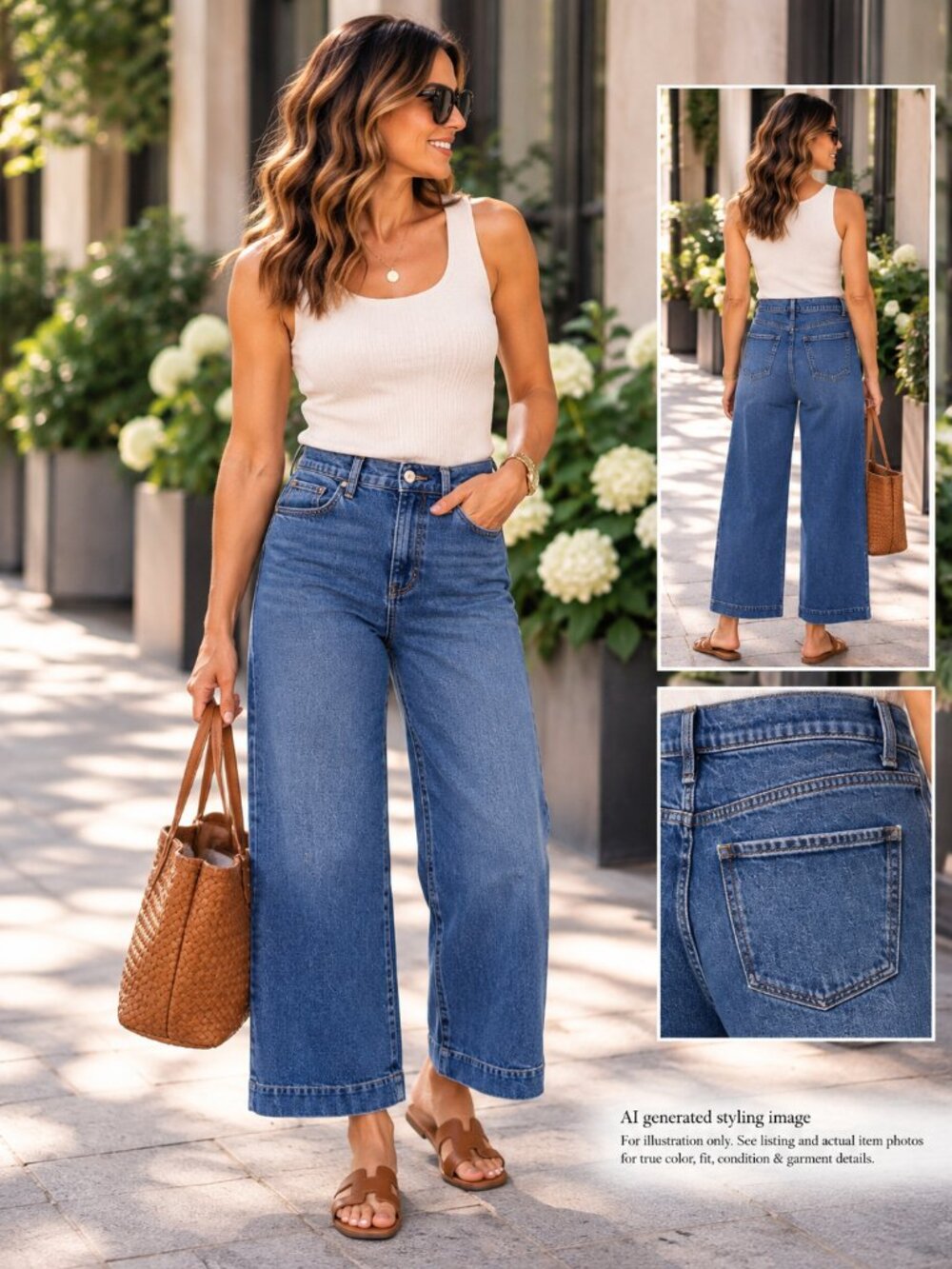 a.n.a. High-Rise Wide-Leg Jeans | Blue Denim